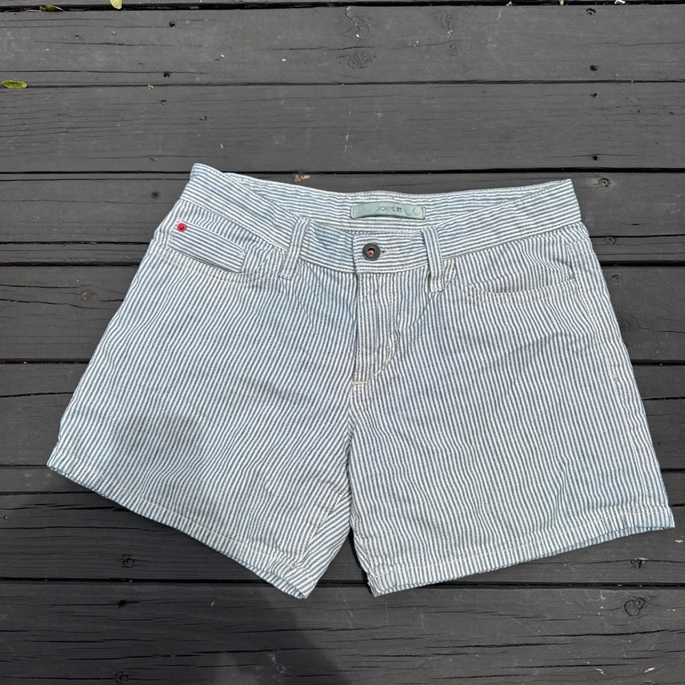 JOE’S blue and white striped jean shorts